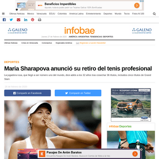 A complete backup of www.infobae.com/america/deportes/2020/02/26/maria-sharapova-anuncio-su-retiro-del-tenis-profesional/