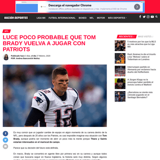 Luce poco probable que Tom Brady vuelva a jugar con Patriots