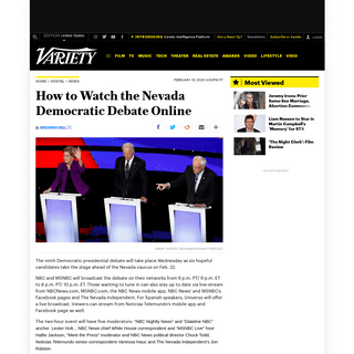 How to Watch the Nevada Democratic Debate Online â€“ Variety