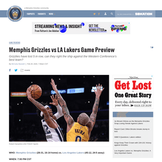 A complete backup of www.grizzlybearblues.com/2020/2/29/21158794/memphis-grizzles-vs-la-lakers-game-preview-nba-start-time-tv-in