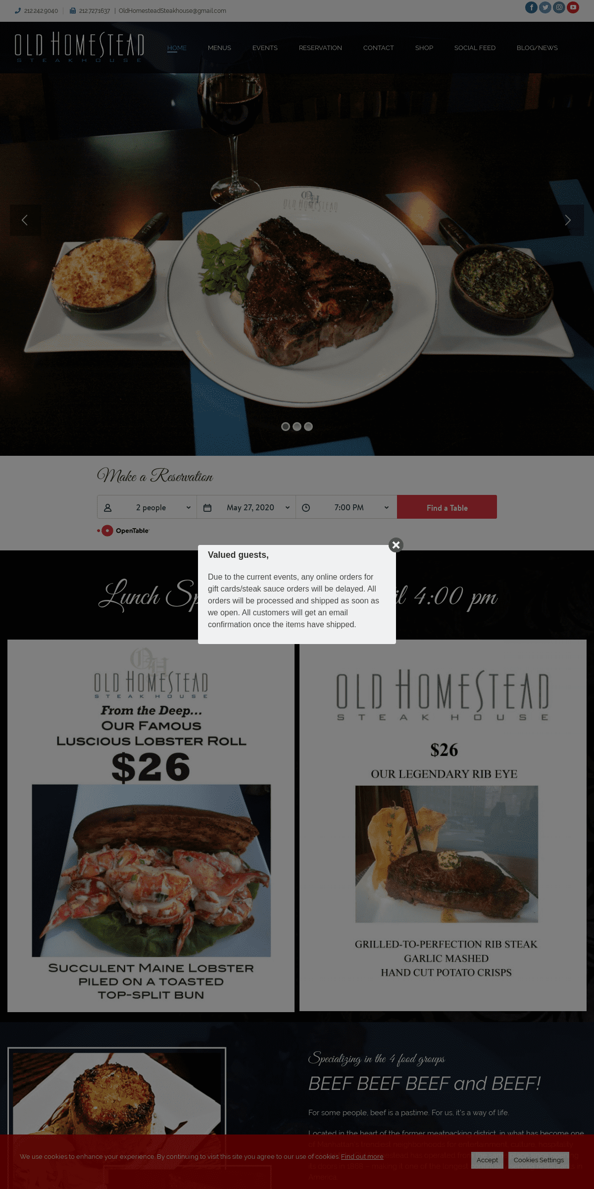 A complete backup of theoldhomesteadsteakhouse.com