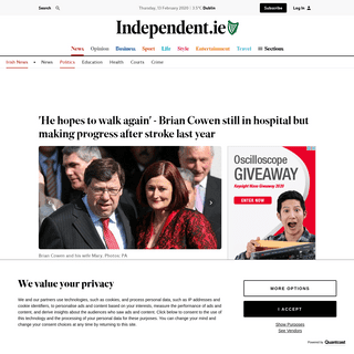 A complete backup of www.independent.ie/irish-news/politics/he-hopes-to-walk-again-brian-cowen-still-in-hospital-but-making-prog