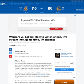 A complete backup of www.cbssports.com/nba/news/warriors-vs-lakers-how-to-watch-online-live-stream-info-game-time-tv-channel/