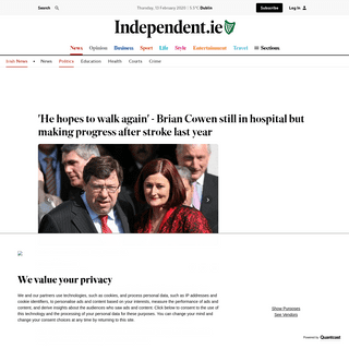 A complete backup of www.independent.ie/irish-news/politics/he-hopes-to-walk-again-brian-cowen-still-in-hospital-but-making-prog