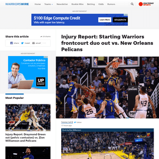 A complete backup of warriorswire.usatoday.com/2020/02/23/injury-report-starting-warriors-frontline-duo-out-vs-new-orleans-pelic