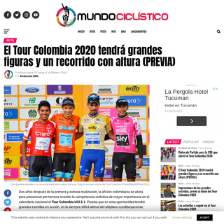 El Tour Colombia 2020 tendrÃ¡ grandes figuras y un recorrido con altura (PREVIA) â€“ Revista Mundo CiclÃ­stico