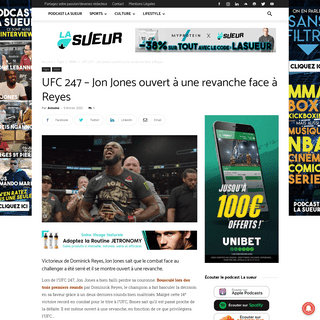 UFC 247 - Jon Jones ouvert Ã  une revanche face Ã  Dominick Reyes