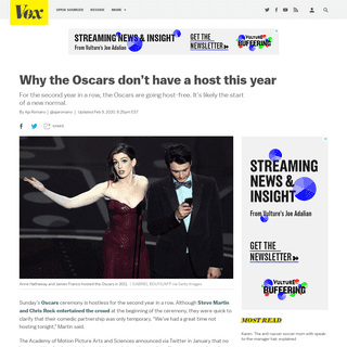 A complete backup of www.vox.com/culture/2020/2/9/21126627/oscars-host-2020-why-no-one-is-hosting