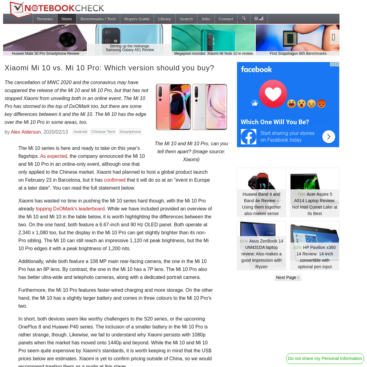 Xiaomi Mi 10 vs. Mi 10 Pro- Which version should you buy- - NotebookCheck.net News