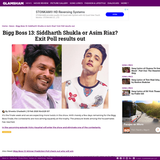 A complete backup of www.glamsham.com/en/bigg-boss-13-siddharth-shukla-or-asim-riaz-exit-poll-results-out