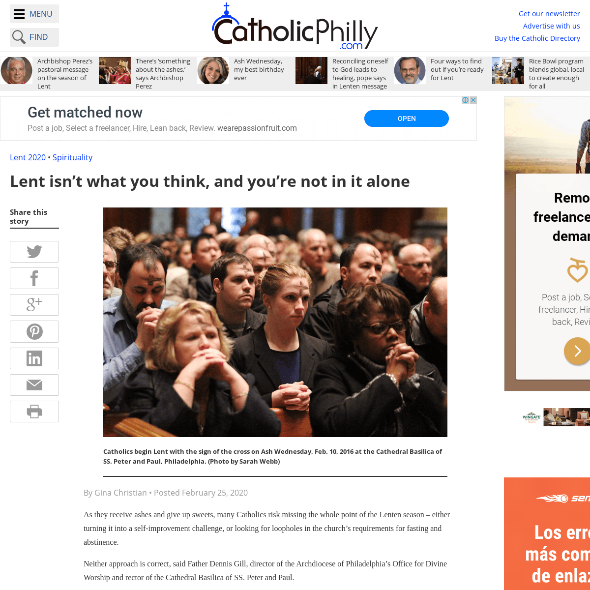 A complete backup of catholicphilly.com/2020/02/catholic-spirituality/lent-isnt-what-you-think-and-youre-not-in-it-alone/