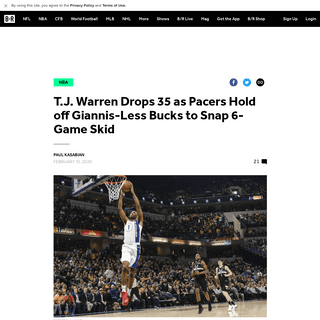 A complete backup of bleacherreport.com/articles/2876030-tj-warren-drops-35-as-pacers-hold-off-giannis-less-bucks-to-snap-6-game