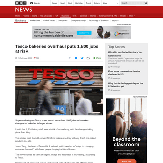 Tesco bakeries overhaul puts 1,800 jobs at risk - BBC News