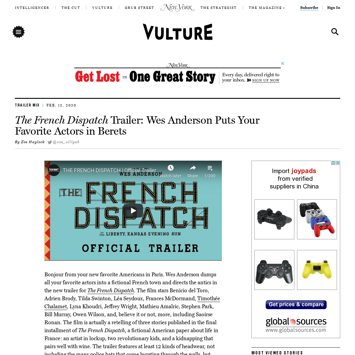 A complete backup of www.vulture.com/2020/02/wes-anderson-the-french-dispatch-trailer.html