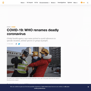 COVID-19- WHO renames deadly coronavirus - China News - Al Jazeera