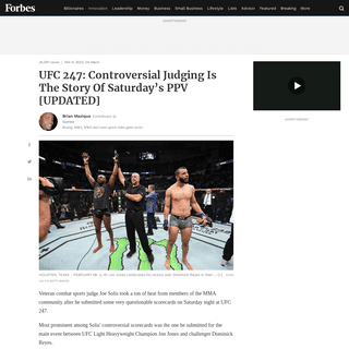 UFC 247- Controversial Judging Is The Story Of Saturdayâ€™s PPV [UPDATED]