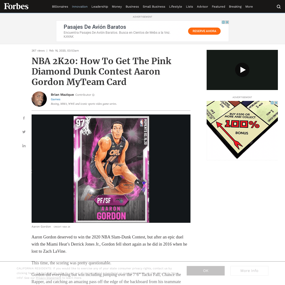 A complete backup of www.forbes.com/sites/brianmazique/2020/02/16/nba-2k20-how-to-get-the-pink-diamond-dunk-contest-aaron-gordon