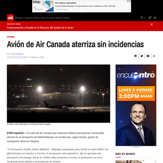 AviÃ³n de Air Canada aterriza sin incidencias - CNN