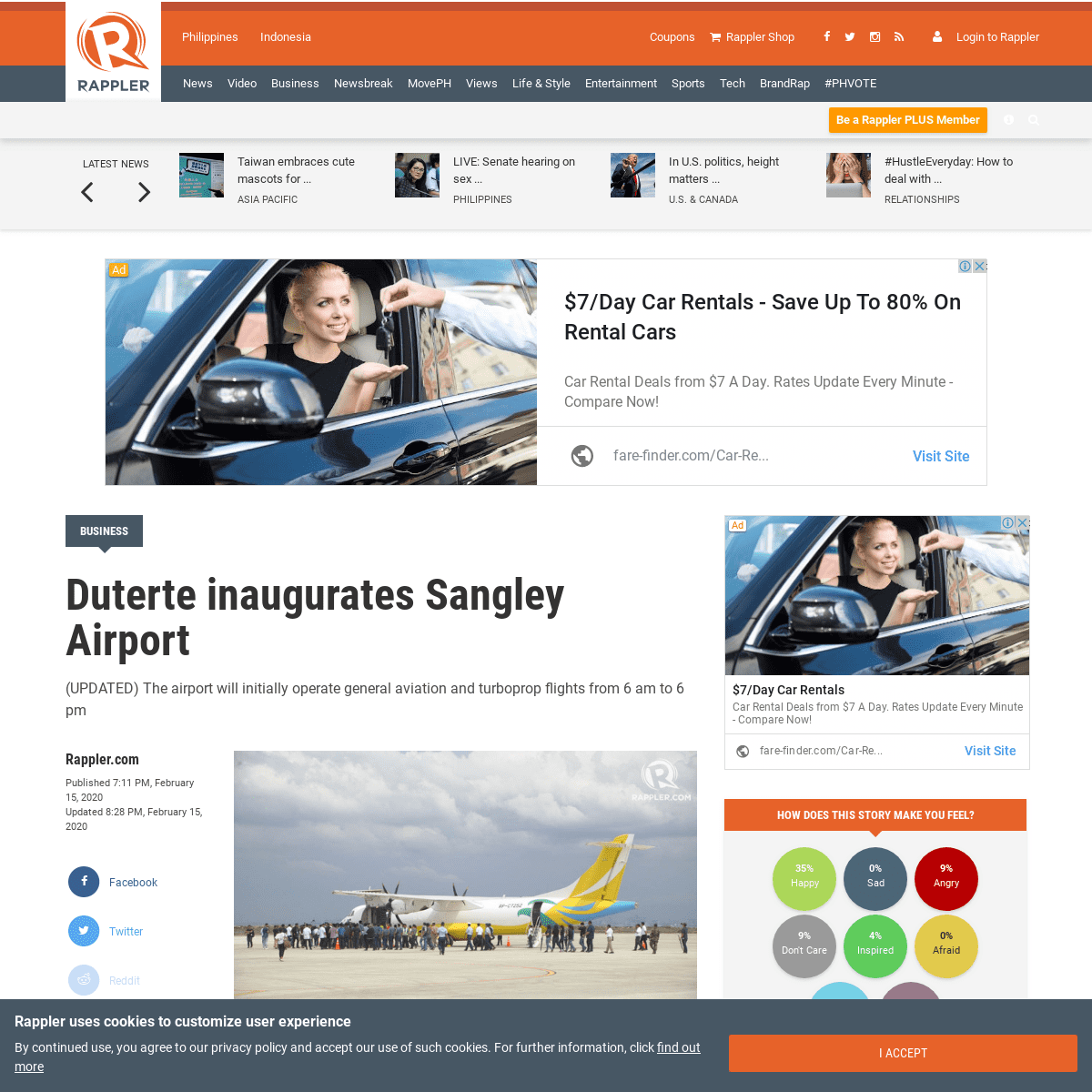 A complete backup of www.rappler.com/business/251781-duterte-inaugurate-sangley-airport-february-15-2020