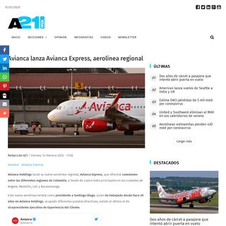 Avianca lanza Avianca Express, aerolÃ­nea regional - AviaciÃ³n 21
