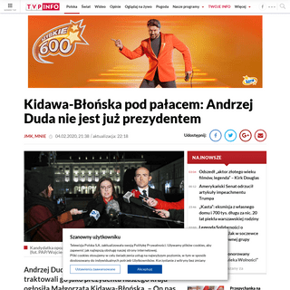 A complete backup of www.tvp.info/46502744/kidawablonska-pod-palacem-andrzej-duda-nie-jest-juz-prezydentem