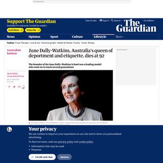 A complete backup of www.theguardian.com/fashion/2020/feb/23/june-dally-watkins-australias-queen-of-deportment-and-etiquette-die