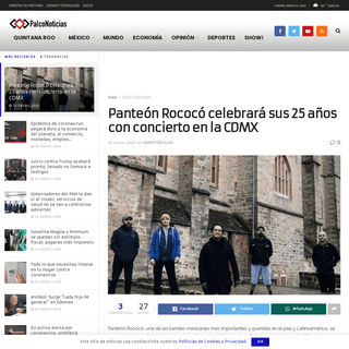 PanteÃ³n RococÃ³ celebrarÃ¡ sus 25 aÃ±os con concierto en la CDMX â€“ Palco Noticias