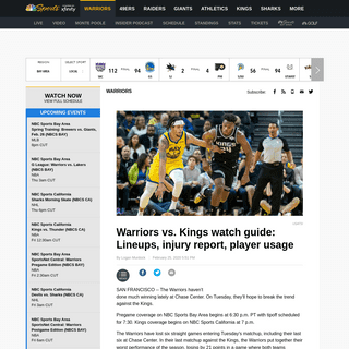 A complete backup of www.nbcsports.com/bayarea/warriors/warriors-vs-kings-watch-guide-lineups-injury-report-player-usage-0