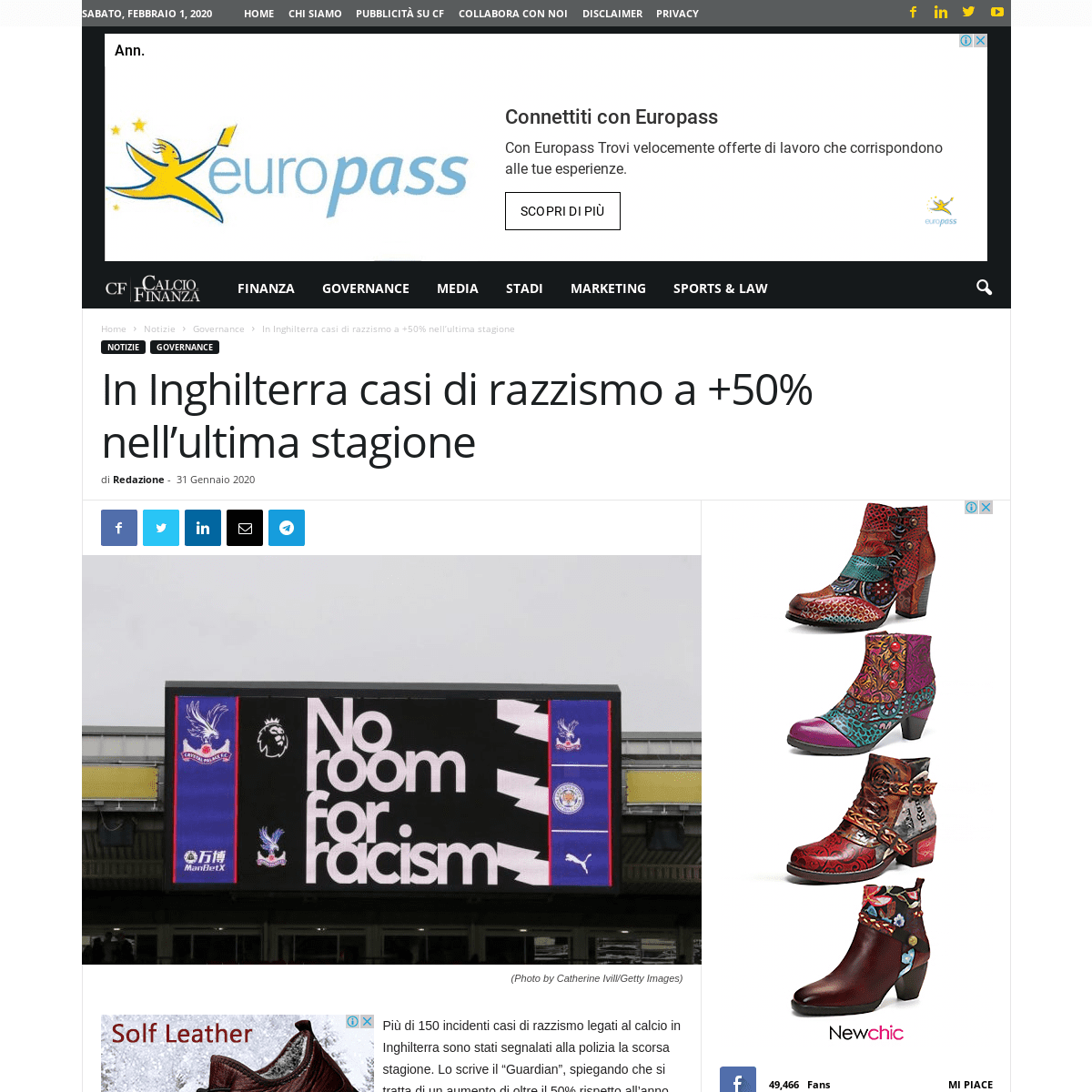 A complete backup of www.calcioefinanza.it/2020/01/31/inghilterra-casi-razzismo/