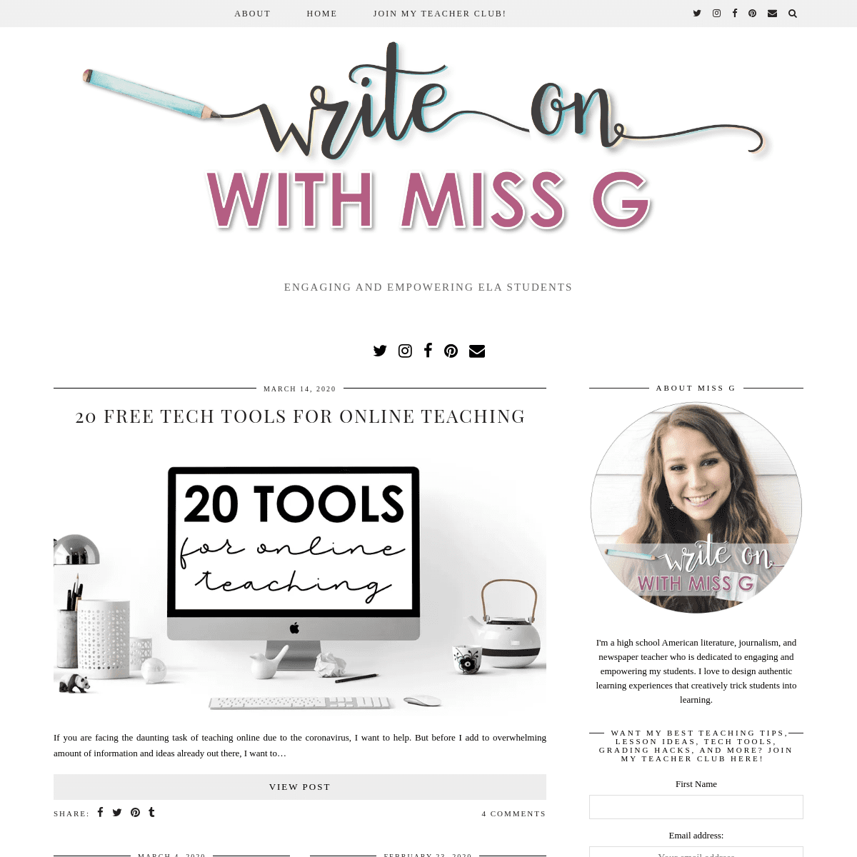 A complete backup of writeonwithmissg.com