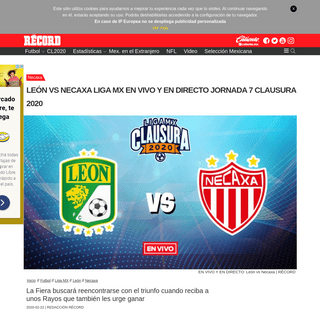 LeÃ³n vs Necaxa Liga MX en vivo y en directo Jornada 7 Clausura 2020 - RÃ‰CORD