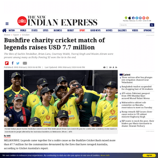 A complete backup of www.newindianexpress.com/sport/cricket/2020/feb/09/bushfire-charity-cricket-match-of-legends-raises-usd-77-