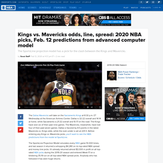 A complete backup of www.cbssports.com/nba/news/kings-vs-mavericks-odds-line-spread-2020-nba-picks-feb-12-predictions-from-advan