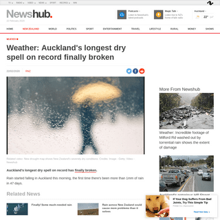 Weather- Auckland's longest dry spell on record finally broken - Newshub