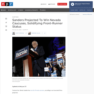 A complete backup of www.npr.org/2020/02/22/808503311/sanders-projected-to-win-nevada-caucuses-solidifing-status-as-front-runner