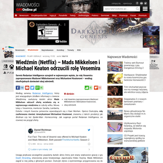 A complete backup of www.gry-online.pl/newsroom/wiedzmin-netflix-mads-mikkelsen-i-michael-keaton-odrzucili-role-v/za1d678