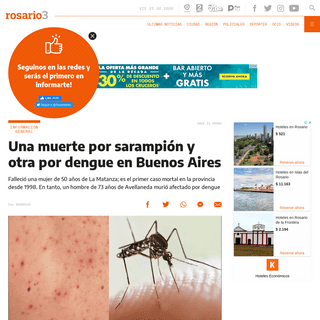 Una muerte por sarampiÃ³n y otra por dengue en Buenos Aires - Rosario3.com - Noticias de Rosario, toda la informaciÃ³n al instan