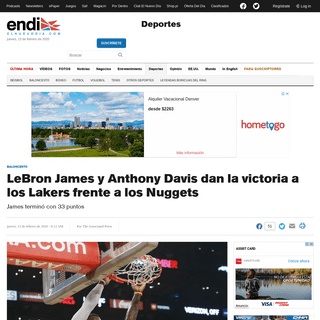 A complete backup of www.elnuevodia.com/deportes/baloncesto/nota/lebronjamesyanthonydavisdanlavictoriaaloslakersfrentealosnugget
