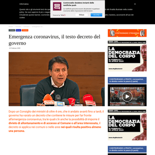 Emergenza coronavirus, il testo decreto del governo - www.controradio.it