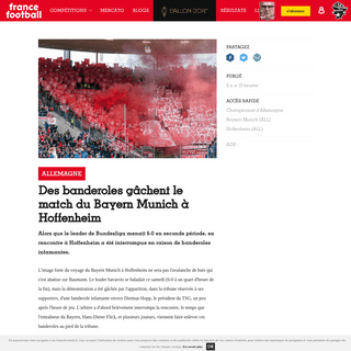 A complete backup of www.francefootball.fr/news/Des-banderoles-gachent-le-match-du-bayern-munich-a-hoffenheim/1114816