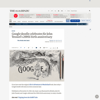 A complete backup of www.thehindu.com/books/google-doodle-celebrates-sir-john-tenniels-200th-birth-anniversary/article30939351.e