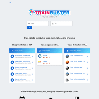 Train tickets, schedules, fares, train stations and timetable - TrainBuster