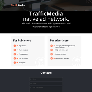 TrafficMedia - native ad network, which will please Advertisers with high conversion, and Publishers stable, high income