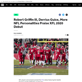 Robert Griffin III, Derrius Guice, More NFL Personalities Praise XFL 2020 Debut - Bleacher Report - Latest News, Videos and High