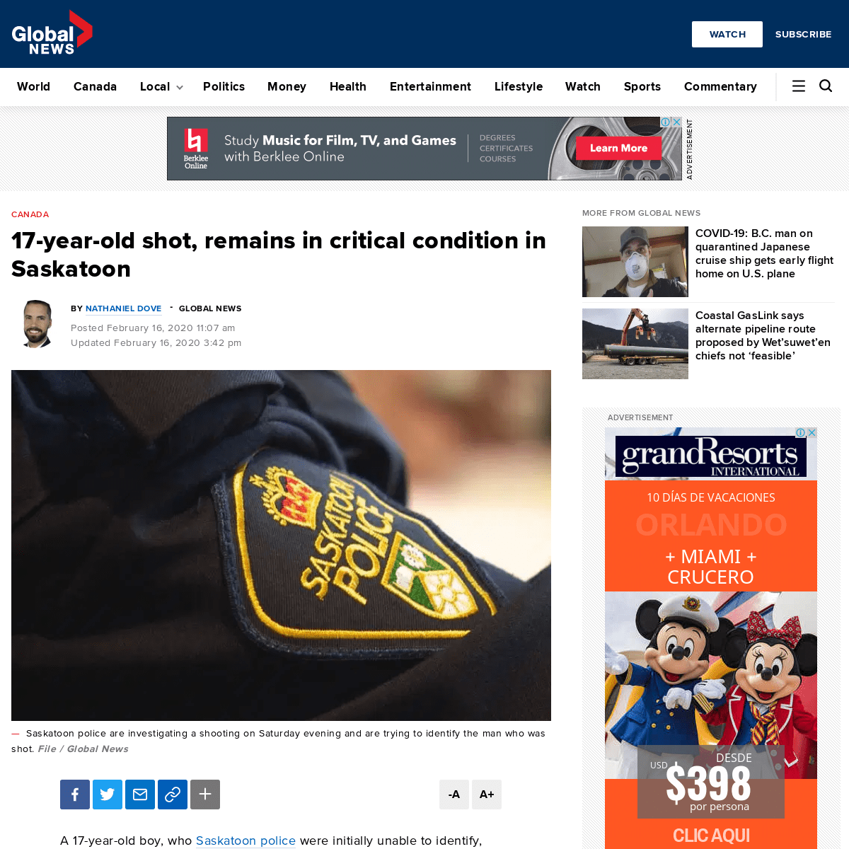 17-year-old shot, remains in critical condition in Saskatoon - Saskatoon - Globalnews.ca