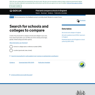 Search for schools and colleges to compare - GOV.UK - Find and compare schools in England