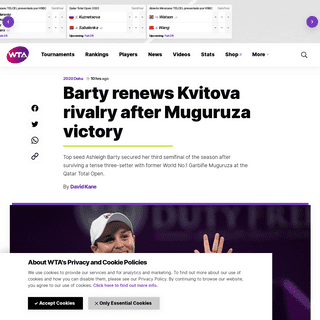 A complete backup of www.wtatennis.com/news/1627166/barty-renews-kvitova-rivalry-after-muguruza-victory