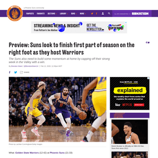 Preview- Phoenix Suns look to stay on right foot as they host Warriors - Bright Side Of The Sun