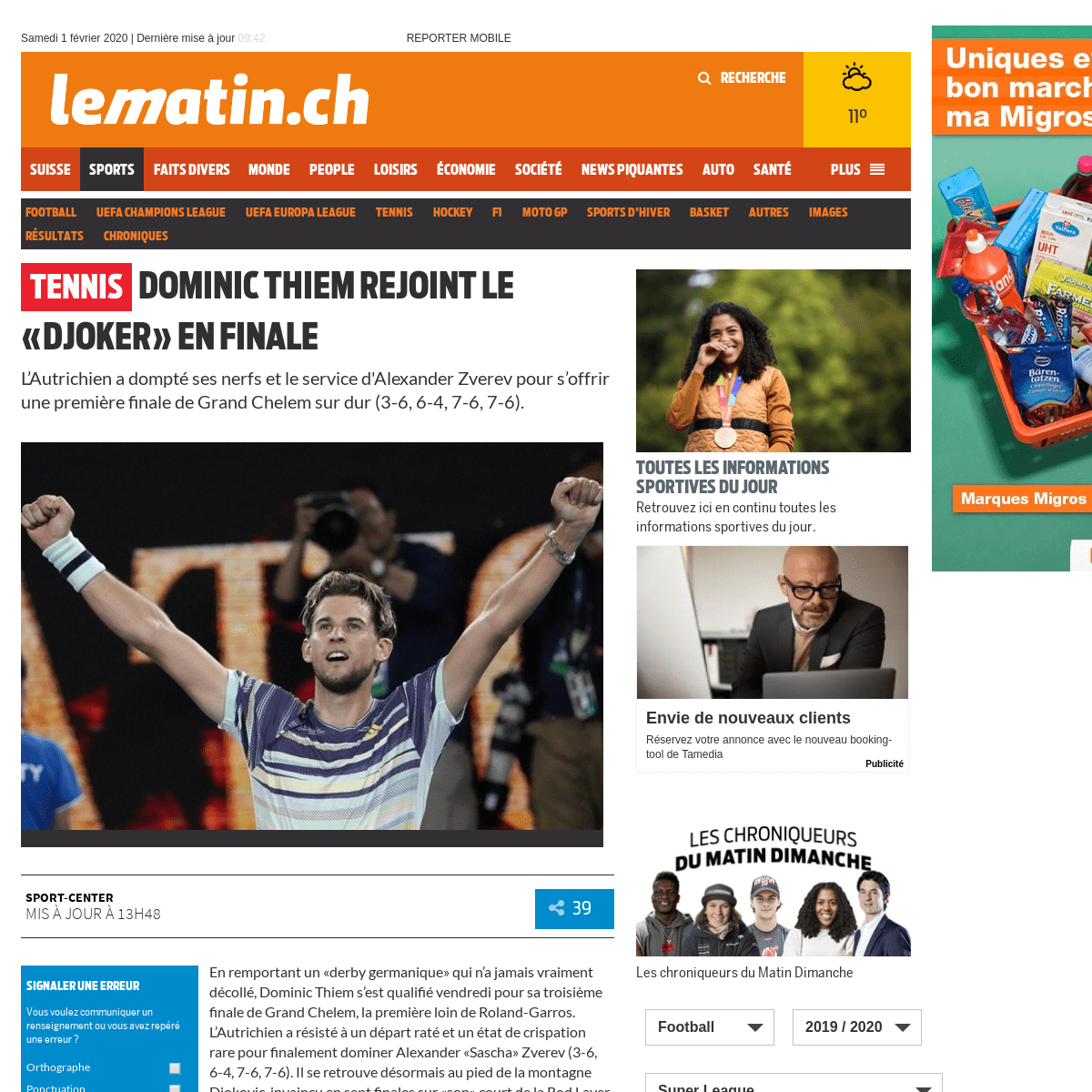 A complete backup of www.lematin.ch/sports/tennis/dominic-thiem-rejoint-djoker-finale/story/17099437