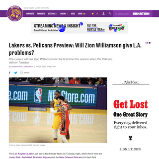A complete backup of www.silverscreenandroll.com/2020/2/25/21153382/lakers-vs-pelicans-preview-start-time-tv-schedule-zion-willi